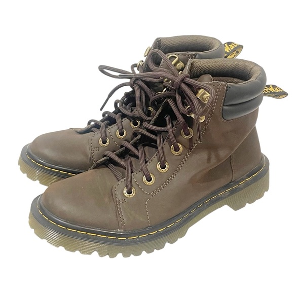 Dr Martens Faora Women's Size Lace Up Dark Brown Combat Boots Shoes